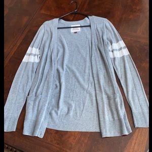 Grey (Gray) Cardigan with White Stripes